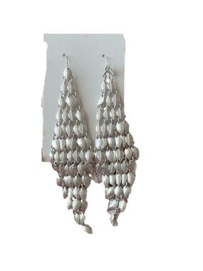 Vintage Silver Tone Chandelier Earrings